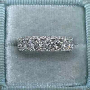 2Ct Round Cut Lab-Created Diamond Engagement Ring 14K White Gold Plated Silver - Picture 1 of 8