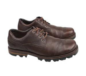 UGG Brown Leather Shoes Men’s Size 10.5 Cap Toes Lace Up Oxfords - Picture 1 of 11