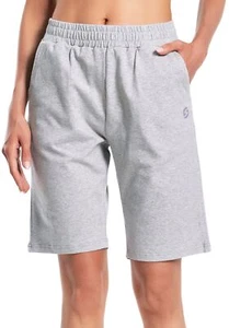 Women's Bermuda Shorts Long Cotton Sweat Knit Shorts with Pockets Lounge Athl... - Picture 1 of 6