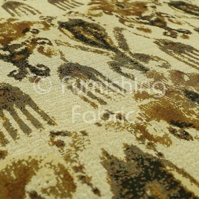 Traditionelles Muster Beige Golden Chenille Jacquard Polster Vorhang Stoffe