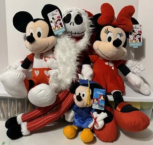 JACK SKELLINGTON NIGHTMARE BEFORE CHRISTMAS MICKEY MINNIE MOUSE PLUSH +BONUS LOT - Picture 1 of 15