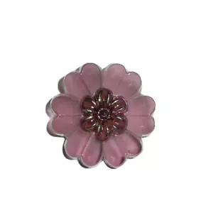 Purple Wisteria Colored Vintage Flower Shaped Czech Glass Shank Button 7/8" - Picture 1 of 5