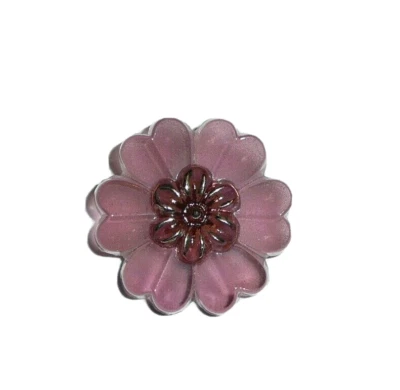 Purple Wisteria Colored Vintage Flower Shaped Czech Glass Shank Button 7/8"  - Image 1 of 4