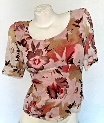 Blusa Top Austin Reed Y2K Mujer 100% Seda Floral Reino Unido 10 Foto 1 de 4