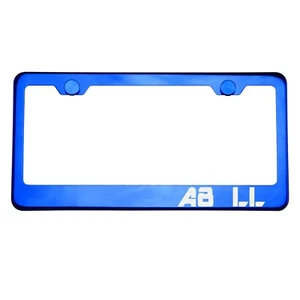 Marco de matrícula cromado azul A8 LL tapa de rosca de metal grabado con láser - Imagen 1 de 8