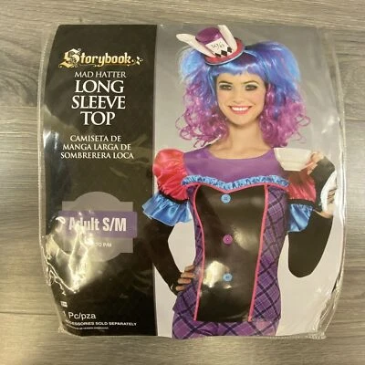 Storybook Mad Hatter Adult S/M Long Sleeve Halloween Cosplay Costume Dress Up - Image 1 of 4