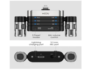 MOOU RHK26 Portable Professional Digital Stereo Microphone for Apple iPhone iPad - Picture 1 of 9