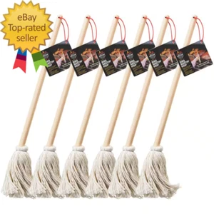 16 In. Wooden Handle BBQ - Grill Basting Mop with Cotton Head (6-Pack) - Picture 1 of 7