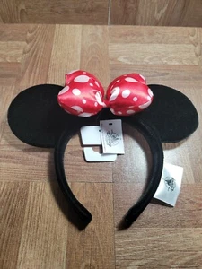 Disney Minnie Mouse Satin Polka Dot Bow Ear Headband - Picture 1 of 5