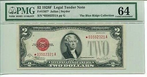 FR 1507* STAR 1928 F $2 Legal Tender Note PMG 64 Choice Uncirculated - Image 1 of 1