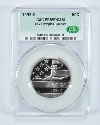 1992-S Olympic Gymnastics Commemorative Half Dollar PR69 DCAM CAC CACg *2117 - Image 1 of 4