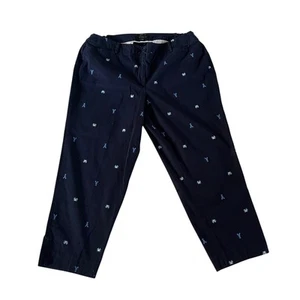 Talbots Blue Embroidered Lobster High Rise Plus Size Pants Sz 16W Stretch Preppy - Picture 1 of 11