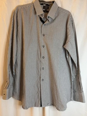 Рубашка на пуговицах Joe By Joseph Abboud мужская размер 17 1/2 тонкая черно-белая - Изображение 1 из 4