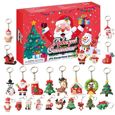 Christmas Countdown Surprise Advent Calendar Set With 24pc Holiday Keychain Toys - Image 1 of 4