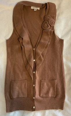 Banana Republic Chaleco Suéter Mujer Marrón Hilo Italiano Cachemira CottageCore XS Foto 1 de 4