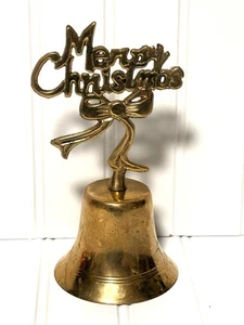 Campana vintage in ottone massiccio manico Buon Natale retrò MCM 7” - Foto 1 di 4