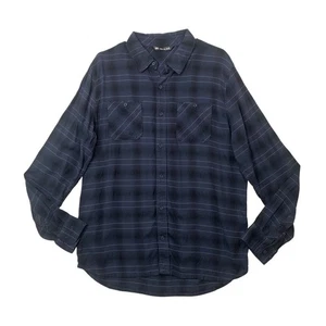 Travis Mathew Shirt Mens L Large Blue Navy Plaid Button Up Long Sleeve Pockets - Picture 1 of 8