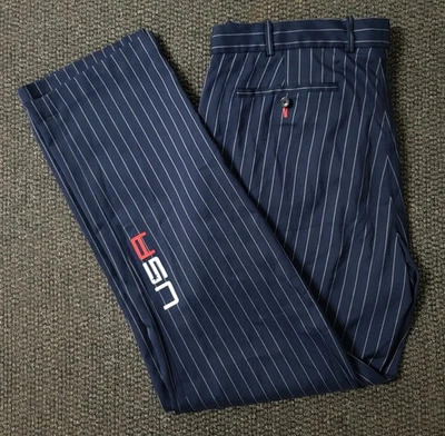 Pantalones de golf Ralph Lauren RLX uniforme oficial equipo Ryder Cup de Estados Unidos a rayas 38x32 Foto 1 de 4