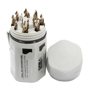 15 Piece Cobalt Stepped Drill Set in Bit Cooler Case (1/16 - 1/2 x 32ths - Picture 1 of 2