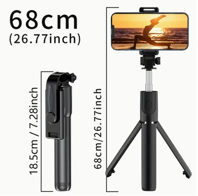 Foldable Selfie Pole with Tripod Stand  360° Rotation, Anti-Shake, Wireless UK - Image 1 of 4