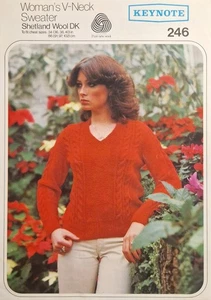 Vintage Knitting Patterns - Keynote #246 - Woman's V-Neck Sweater - VGC - Picture 1 of 2