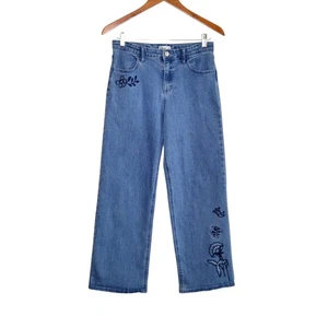 Epic Threads Girls Size 16 Wide Leg Floral Embroidered High Rise Denim Jeans - Picture 1 of 10