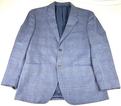 Rodd & Gunn Sport Coat Mens Large Blue Plaid Wool Blend 2 Button Woven Italy - Image 1 of 4