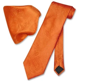 Vesuvio Napoli Burnt Orange PAISLEY Krawatte Einstecktuch passende Krawatte Set - Bild 1 von 2