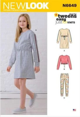 wird aussortiert: englisches Schnittmuster NewLook 6649 Mädchenkombi, Sweatkleid - Bild 1 von 4
