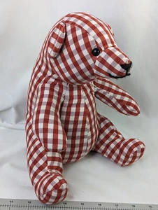 Tisca Tiara Textile Plaid Bear Plush Red 10 Inch Stuffed Animal Toy - Picture 1 of 8