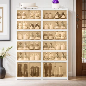 24 Paar 6 Schichten Schuhschrank Faltbar Eingang Turnschuhe Regal Organizer Türen - Bild 1 von 11