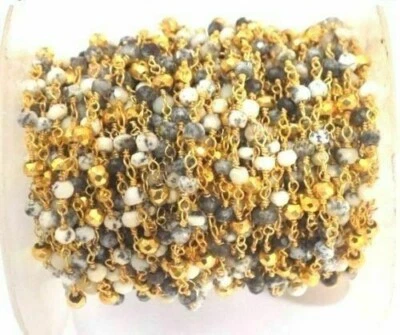 PIRITE ORO CON DENDRITE OPALE RONDELLE SFACCETTATO 3-4 MM PLACCATO ARGENTO 3 ... - Immagine 1 di 4