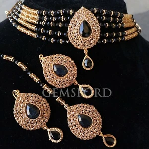 Neu Indisch Pakistanisch Bollywood Braut Party Schmuck Set Halsband Ohrringe Teeka - Bild 1 von 51