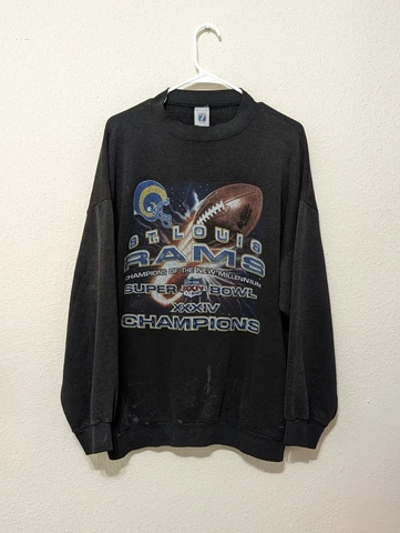 Vintage Logo 7 NFL St Louis Rams Super Bowl 34 Champions 2XL Crewneck Sweater Cover