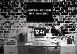 Grandes cosas nunca vienen de zonas de confort Lienzo Impresión Motivación Inspiración - Imagen 1 de 1