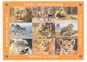 ANIMALS OF THE WORLD LION WILD CAT REPUBLIQUE DE NIGER 1998 MNH STAMP SHEETLET