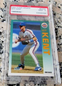 JEFF KENT 1992 Fleer Update Rookie Card RC PSA 9 Low # Mets Giants 377 HRs $$ - Picture 1 of 2
