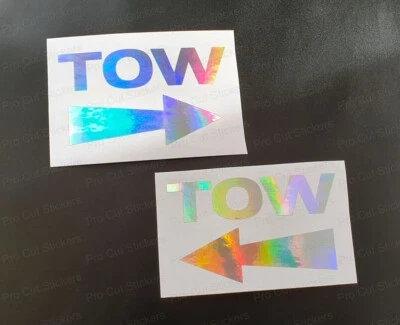 Adesivi TOW Arrow 75Mm X2 Argento Oro Rosa Ologramma Neo Chrome Rally Race Rif:9 - Immagine 1 di 4