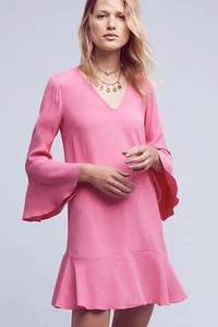 NWT Anthropologie Bell-Sleeve Shift, by HD in Paris - Pink, size 2 - Picture 1 of 4