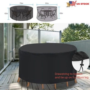 Outdoor Patio Round Furniture Cover Waterproof Windproof Table Chair Set Covers - Picture 1 of 16