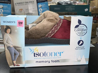 ISOTONER Women’s Burgundy Slipper with MEMORY FOAM -   Size 6.5-7   - NWT - Image 1 of 3