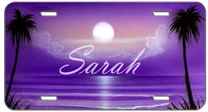CUSTOM PERSONALIZED VANITY LICENSE PLATE PURPLE BEACH NIGHT AUTO TAG - Picture 1 of 1