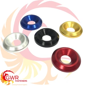 M4 M5 M6 M8 Countersunk Washers - Anodised Aluminium - Fairing Fender Alloy - Picture 1 of 7