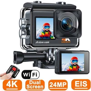📸4K UHD 24MP Action Camera WiFi Underwater Camera 4X Zoom Sports Cam w/ Remote - Picture 1 of 12