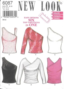 Uncut New Look Sewing Pattern #6087 Misses' Tops in Six Variations Sizes: 6-16 - Picture 1 of 2