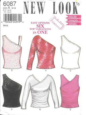 Uncut New Look Sewing Pattern #6087 Misses' Tops in Six Variations Sizes: 6-16 - Image 1 of 2