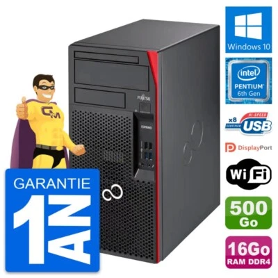 PC tour Fujitsu Esprimo P557 Pentium G4400 RAM 16Go Disco 500Go Windows 10 Wifi - Imagen 1 de 4