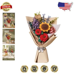 DIY Wooden Flower Bouquet Set - Elegant Gift for Home Decor & Special Occasions - Picture 1 of 11