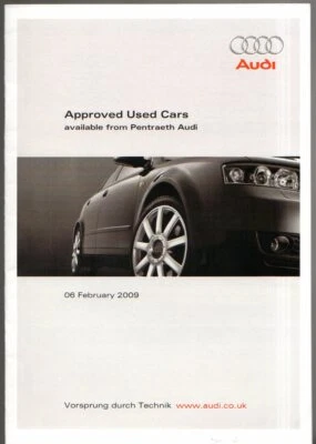 Pentraeth Audi Approved Used Car Stock List 2009 UK Market Brochure A3 A4 A6 TT - Image 1 of 2