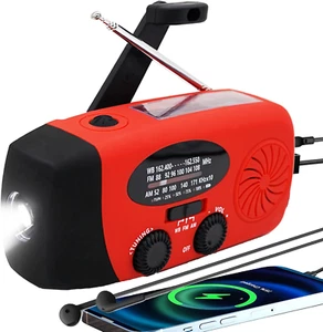 Emergency Radio Crank Solar Hand Weather 2000mAh Power Bank Charger Flash Light - Picture 1 of 12